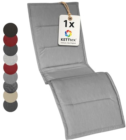 KETTtex EXKLUSIV Auflage Bäderliege Agora hellgrau I Gartenliege Polster 205x55x3cm I hochwertige & Pflegeleichte Liegenauflage I Wetter- & formbeständiges Liegekissen I Liegestuhl-Auflage