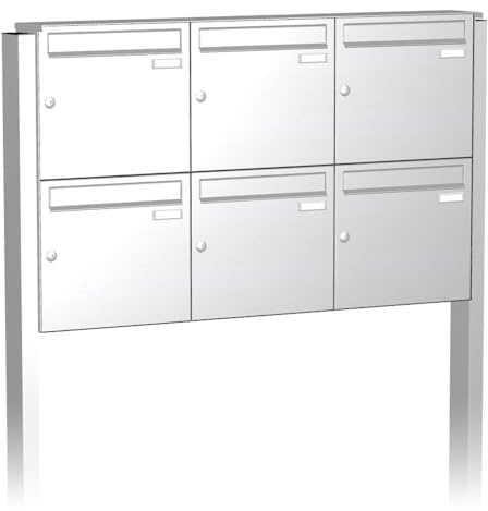 Briefkastenanlage | KNOBLOCH | Freistehend zum Einbetonieren | Edelstahl | 6-Fach | senkrechte Kästen