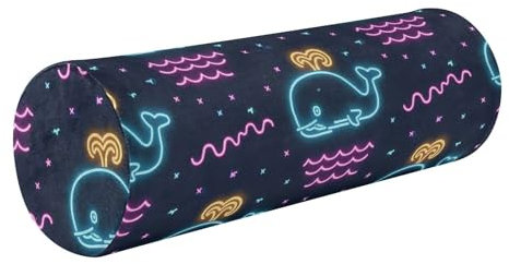 EtherSpher Almohada para Cuello Nackenstütze für Auto, Zylinderkissen, Schlafzylinderbezug, runder Nackenrollenbezug mit Reißverschluss, Schwarz