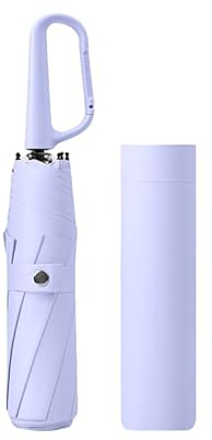 erised's bifrost Faltender Regenschirm mit Karabinergriff, Beschichtungsschicht 8 Rippen Freien UV Schutz,Sonnenschutz Kleiner Sonnenschutzfür Koffer Kompakt Taschenschirm für Damen und Kinder Reise