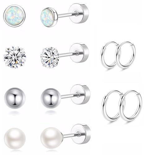 Titan Ohrringe Damen 6 Paare Medizinische Ohrstecker Ohrstecker Chirurgenstahl Chirurgenstahl gesundheitsstecker Medizinische Ohrringe Titan für Frauen und Mädchen