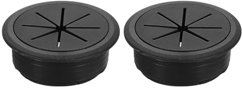 sourcing map Desk Grommet 50mm Desk Cable Hole Cover Black 2 Pcs | 1.97in,Wire Hole Insert for Home Office Table Cabinet Cord Organizer