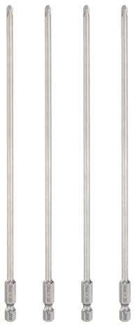 sourcing map 4pcs #2 Phillips Screwdriver Bit PH2 1/4 Hex Shank 8 (200mm) Long 4mm Rod Magnetic Cross Head Drill Bits S2 Steel Industrial Screw Driver Bit for Electric Power Tools, Gray
