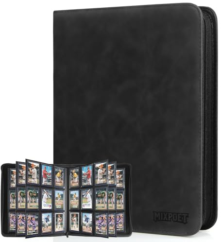 MIXPOET Raccoglitore Top Loader Carte, Album Card Binder 9 Tasche per 252 Top Loaders, Raccoglitori Carte Collezionabili - YGO/PTCG/MTG/TCG Sports Cards, Libro Porta, Non per carte SENZA un Top Loader