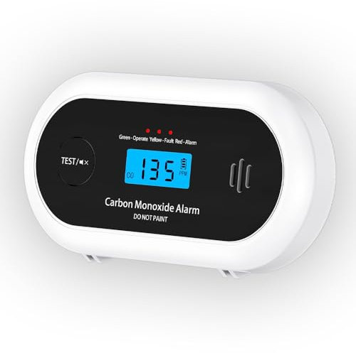 Carbon Monoxide Detector – 10-Year Sealed Battery CO Alarm with LCD Display, Carbon Monoxide Alarms for Home, EN 50291 Certified – Alertlink VC22R