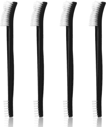 Tyqour 4 cepillos de limpieza de doble cara de nailon de doble cara con dos extremos, mini plástico, uso general, detalles, pequeños cepillos para juntas para fregadero de cocina, baño