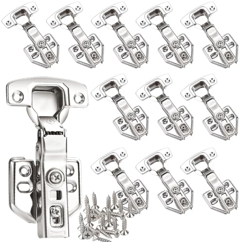 12 Stück Scharniere für Schranktüren Soft-Close 35 mm Eckanschlag 110°, Höhe-Distanz 1,2 mm mit Soft-Close Topfscharnier mit integriertem Dämpfer, Schranktüren, Küchenschränke, Möbel