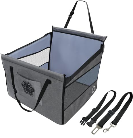 Hunde Autositz Sicher & Bequem | Hundesitz Auto mit Belüftung & Stauraum | Klappbar für einfachen Transport (49x49x38 cm)