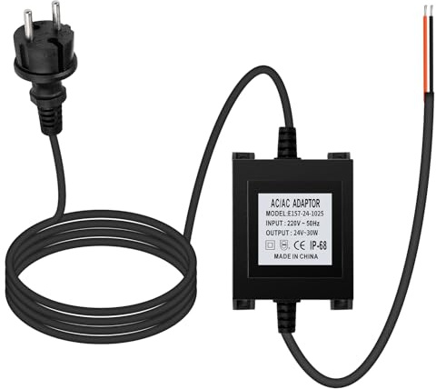 BuyWeek LED Trafo 12V Netzteil 30w AC Trafo Außentransformator IP68 wasserdicht 1,5 m Netzkabel, Überlast-, Überhitzungs- und Kurzschlussschutz, geeignet für LED-Beleuchtung und Teichpumpen