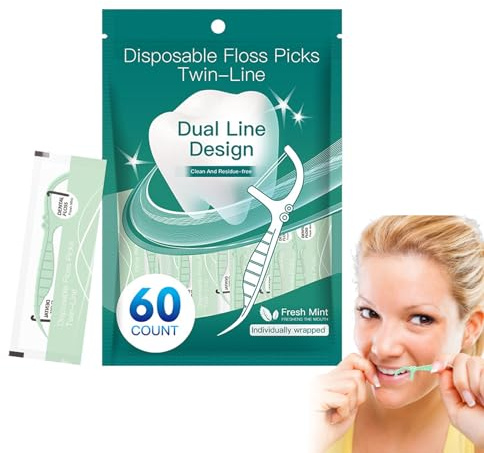 -dents Fil dentaire | Bâtons de fil dentaire portables à double fil,Outils de nettoyage pour l'hygiène buccale pour adultes Appareil familial Bureau Voyage Maison