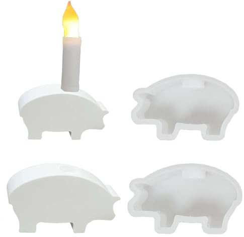 2 Stück Silikonform Schwein Kerzenhalter WISIRENT, Silikonformen Gießformen Schwein Silikonform Gießform Schwein, Glücksschwein-Kerzenhalterform Kerzenständer Form in Tierform für Diy Bastelarbeiten