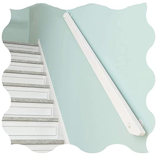 Ringhiera antiscivolo per scale in legno massello, montaggio a parete, colore bianco, per scale interne, 2,8 m, barra di sicurezza senza barriere