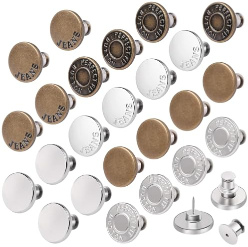 12 Boutons de Jean sans Couture – Boutons Réglables 17mm pour Serrer la Taille, DIY Réparation & Ajustement de Pantalon, ideales para reparar pantalones, chaquetas y otras prendas