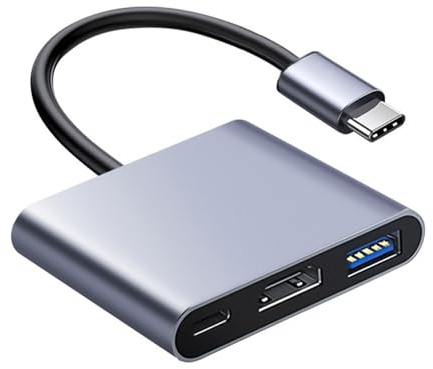 USB C to HDMI Adapter, 3-in-1 USB-C Hub, Multiport Converter for 4K HDMI, USB 3.0, 100W PD Power Delivery, Compatible with MacBook Pro iPad Pro 2020 Chromebook Surface Samsung Laptop Projector TV
