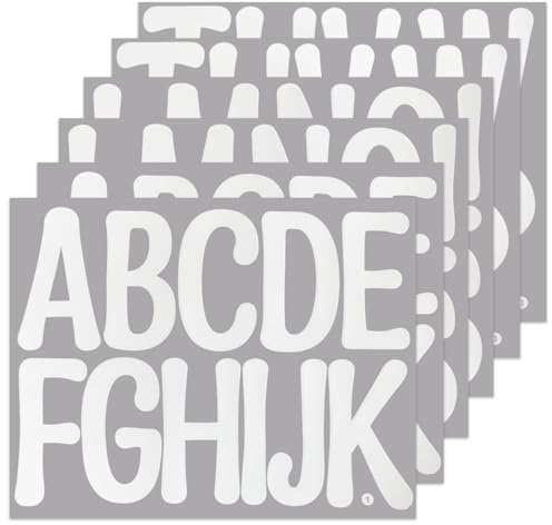 SHUNYINLAI 3 Inch Vinyl Letter Stickers - 70 Pieces Large Waterproof Sticky Stick On Alphabet Sticker for Outdoor, Trucks, Windows and Bulletin Board (White,6 Sheets)