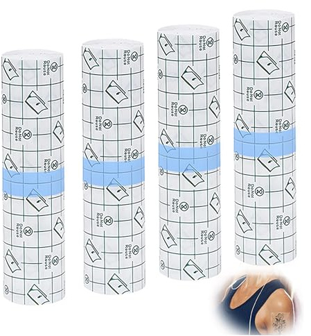 4 Roll Pansement Tatouage Waterproof, 15cmx1m Bandage Transparent Imperméable Stretch Fixation Film Proteg Tatouag Rouleaux de Bandage Adhésif Extensible Pansement De Film pour Sport Douches Tatouages