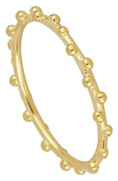 Lirzxin 18K guldring kvinnor 750 äkta guld, förlovningsringar damer delikat enkel runda pärlor vänskapsringar partnerringar gult guld, 61 (19.4), 9K gult guld, Ingen ädelsten