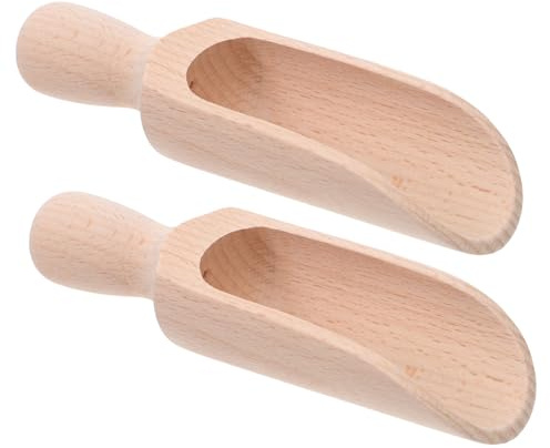 SHINEOFI Cucharas Medidoras de Madera Natural 2 Piezas Palas Grandes de Haya para Cocina y Baño Multiusos para Harina Azúcar Especias y Exfoliantes Utensilios de Cocina y Cuidado