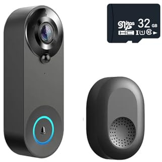 CUIchwWE Smart Video Doorbell Camera 4400mAh Battery 1080P WiFi Intercom Door Bell Cam Two-Way with Show Home(With 32GB card)