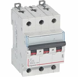 407831 Disjoncteur triphasé 25A - 3P Courbe C - 6/10kA - À vis - Legrand DX3