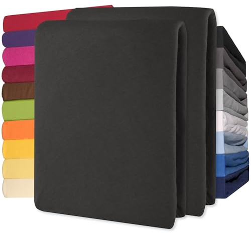 CelinaTex Lucina Lenzuolo Elasticizzato Cotone 2er-Set 140x200-160x200 cm Nero