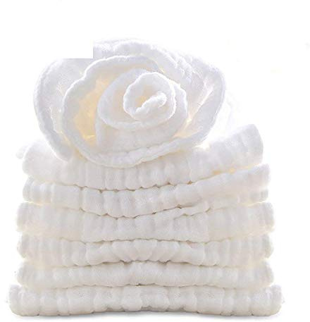 BWinka 10-pack ren bomull muslin kvadrat, 30 x 30 cm baby tvättlappar extra mjuka för känslig hud