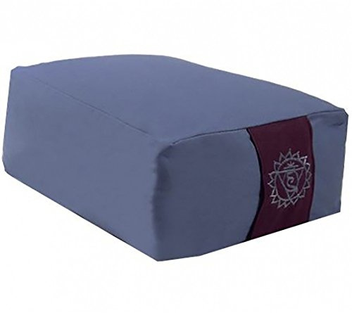 Raum der Stille Meditations und Yoga Kissen rechteckig 38x28x13cm mit Tragegriff Unterseite schwarz Diverse Farben gefüllt mit Buchweizenhülsen nachfüllbar (Blau)