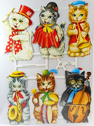 Glanzbilder Katze Musik EF 7043 Oblaten Posiebilder Scrapbook Deko GWI 336