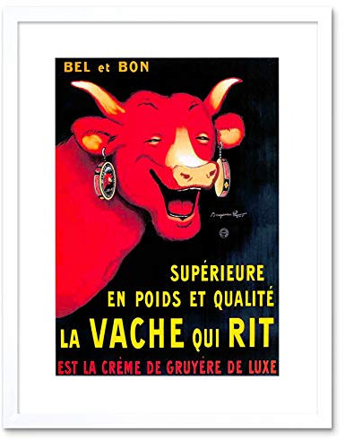 Wee Blue Coo ADVERT FOOD DAIRY CHEESE COW HORN GRUYERE FRANCE FRAMED ART PRINT B12X12069