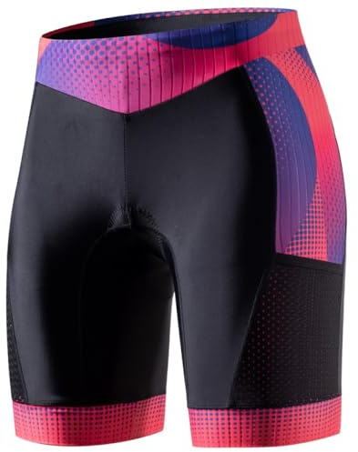 MY KILOMETRE Short de Triathlon Femme Long – Culotte de Cyclisme Séchage Rapide avec Poches Latérales, Protection UV 50+ pour Natation, Vélo, Course