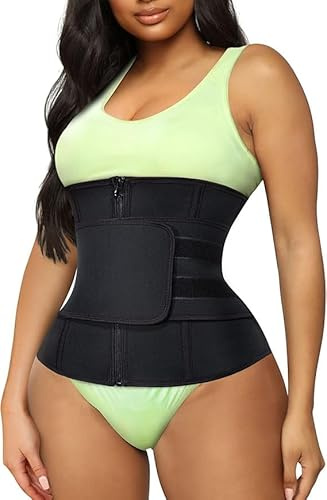 TrainingGirl Dam midjetränare cincher korsett magkontroll träning svettbälte slimmer magbälte viktminskning sportgördel, Svart, XL