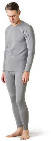 LAPASA Herren Innenfleece Thermounterwäsche Set, Thermounterhemd & Thermohosen Funktionsunterwäsche M24, Hellgrau (Extra warm), XXL