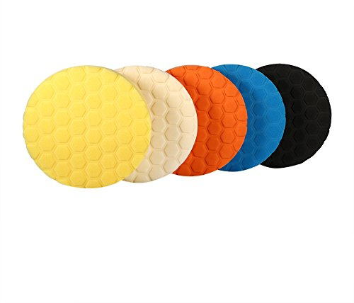 Car Foam Drill Buffing Pad,5pcs 3/4/5/6/7 Inch Buffing Sponge Polishing Pad Hand Tool Kit For Car Polisher Wax(7inch)