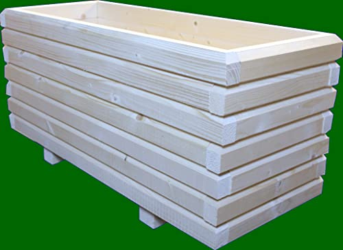 SchwibboLa Massiver Pflanzkasten 100x40x46cm (LxBxH) aus Holz 60x40mm unbehandelt, PK2020hh, 55555