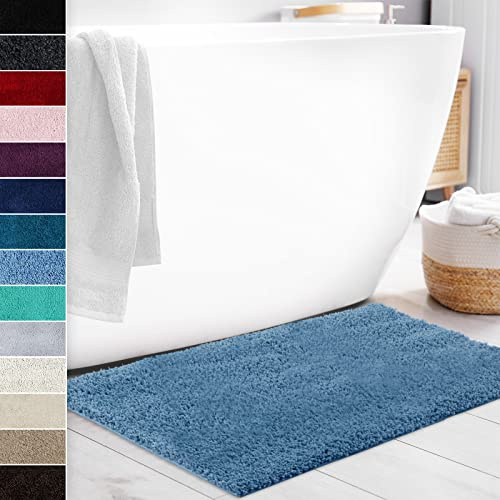 Floordirekt Badematte Sky Soft | Eckig & Rund | Badezimmerteppich | Extra flauschig | rutschfest & Schnell trocknend | Viele Farben & Größen (80 x 150 cm, Hellblau)