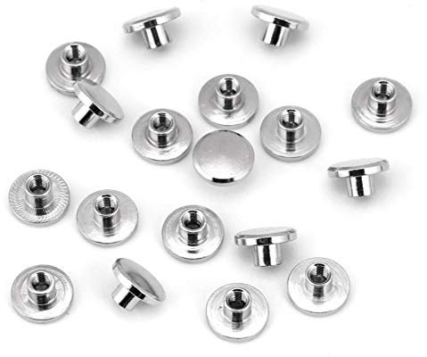 20Pcs Riparazione Vite Post Fastener Round Flat Head Chicago Viti Bottoni Metallo Chiodo Rivetto Borchie con Viti a taglio per Binding Artigianato in pelle fai da te(6.5mm)