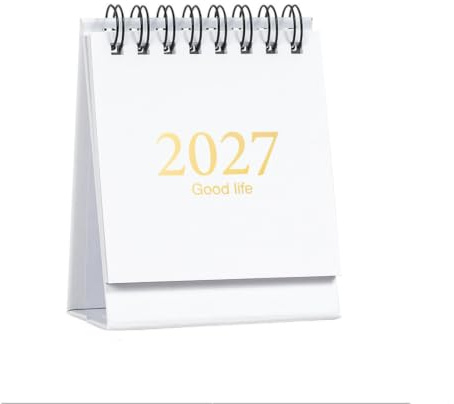 croselyu Desktop Calendar Simple Solid Color Cartoon Mini Calendar Creative Desktop Decoration Portable Small Desk Calendar Calendar,9.5x7.5cm (White)