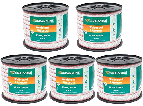 Agrarzone Weidezaunband Premium 1000m 40mm weiß-rot Elektrozaun Weidezaun