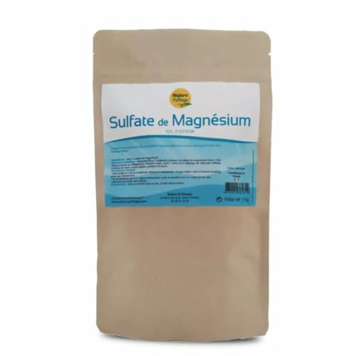Nature et Partage - Magnesiumsulfat (Epsomsalt) - 1 kg - Användbar vid trötthet, svårigheter att somna, stress, muskel- eller ledvärk - 99,9 %