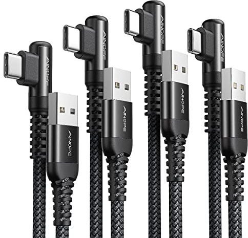 AINOPE 4 Stück USB C Kabel, 3.1A USB C Schnellladekabel [0.5m+1m+2m+3m] USB C Ladekabel Winkel,Nylon Geflochtenes USB A zu USB C Ladekabel für Samsung S20 S10 S9 S8 Plus, Note 10 9 8 LG V30 V20 G6