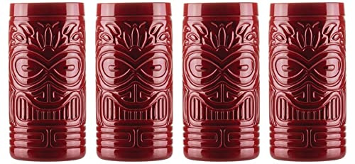 Topkapi Tiki Cocktailgläser Becher Set Bora – 4 Stück XL ~490 ml (Red)