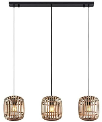 Lindby Ceiling Light 'Canyana' dimmable in Brown Made of Wood for e.g. Living Room & Dining Room (3 Light Sources, E27) from Pendant Lighting, lamp, Hanging lamp, lamp, Ceiling lamp, Hanging Light