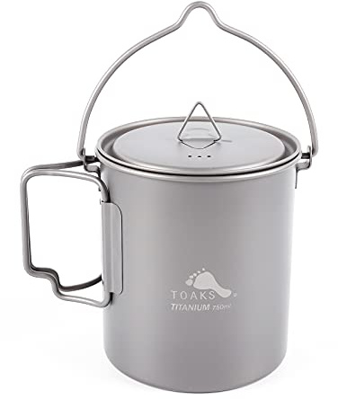 TOAKS Titanium 750ml Pot Backpacking Camping Pot Cup Mug Ultralight Camping Cookware with Bail Handle
