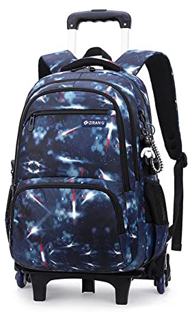 ANSIEDIO Laptop Backpack with Wheels, Waterproof Backpack Rolling Rucksack Trolley School Bag for Boys Grils, Wheeled Travel Bag Schoolbag Backpacks for School/Outdoor/Travel (Royal Blue)