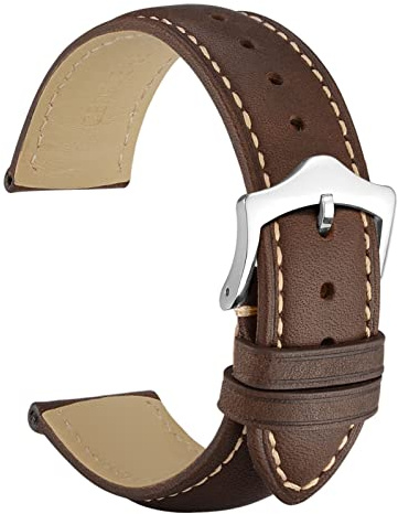 WOCCI Vintage Leder Uhrenarmband mit Schwarzer Schnalle, Ersatz Armbanduhr 14mm 16mm 18mm 19mm 20mm 21mm 22mm 24mm