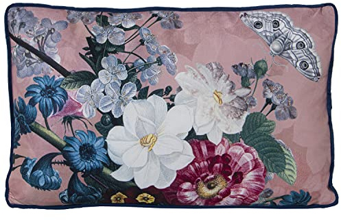 DRW Cuscino rettangolare con stampa digitale floreale con cerniera 50 x 30 cm