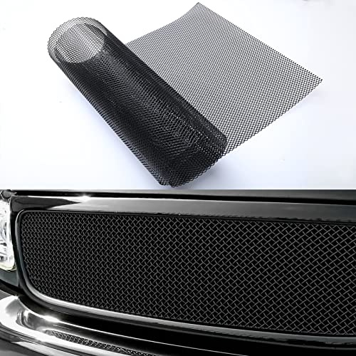 Tongze Malla metálica negra universal de 47 x 16 pulgadas: aleación de aluminio de 3 x 6 mm, malla de parrilla de coche con agujero rómbico para rejilla delantera