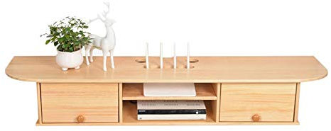 TV-Decken-Wandhalterungen Set-Top-Box-Regal TV-DVD-Halter schwebender Rahmen TV-Konsole Wandhalterung Router-Aufbewahrungsbox, funktionales Aufbewahrungsregal aus Massivholz