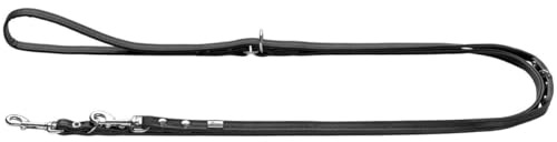 HUNTER Verstellbare Hundeführleine Canadian UP, Farbe: schwarz, weiches, geschmeidiges Leder, 3-Fach verstellbar, nachhaltig, Made in Germany, Größe: 8/200