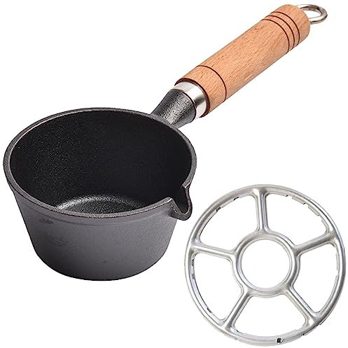 Kleine Gusseisen-Pfanne für Omeletts, kleine Bratpfanne, Gusseisen, Bratpfanne, 10 cm, mit Gasablage für Camping, heißes Öl, heiße Milch (11 x 5 cm)